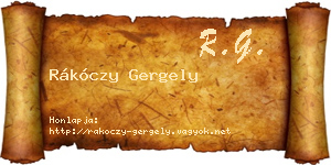 Rákóczy Gergely névjegykártya