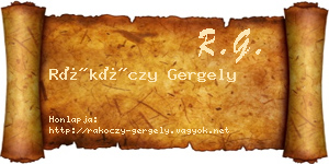 Rákóczy Gergely névjegykártya